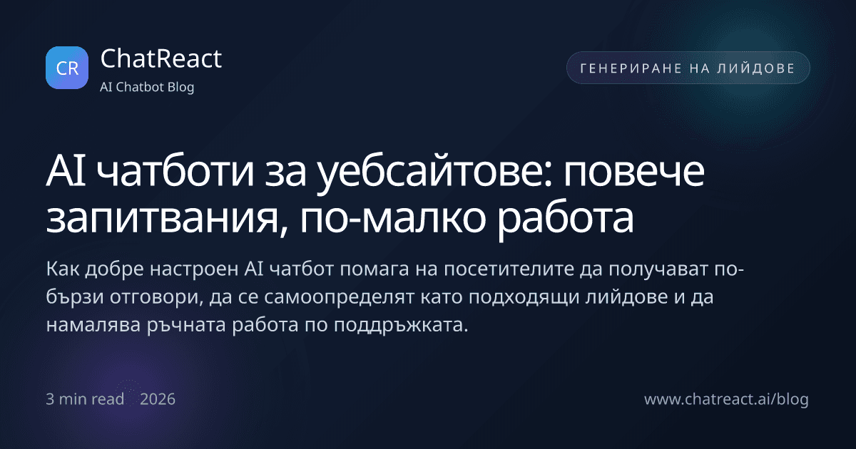 Илюстрация за AI чатбот на уебсайт, който носи повече запитвания с по-малко ръчна работа