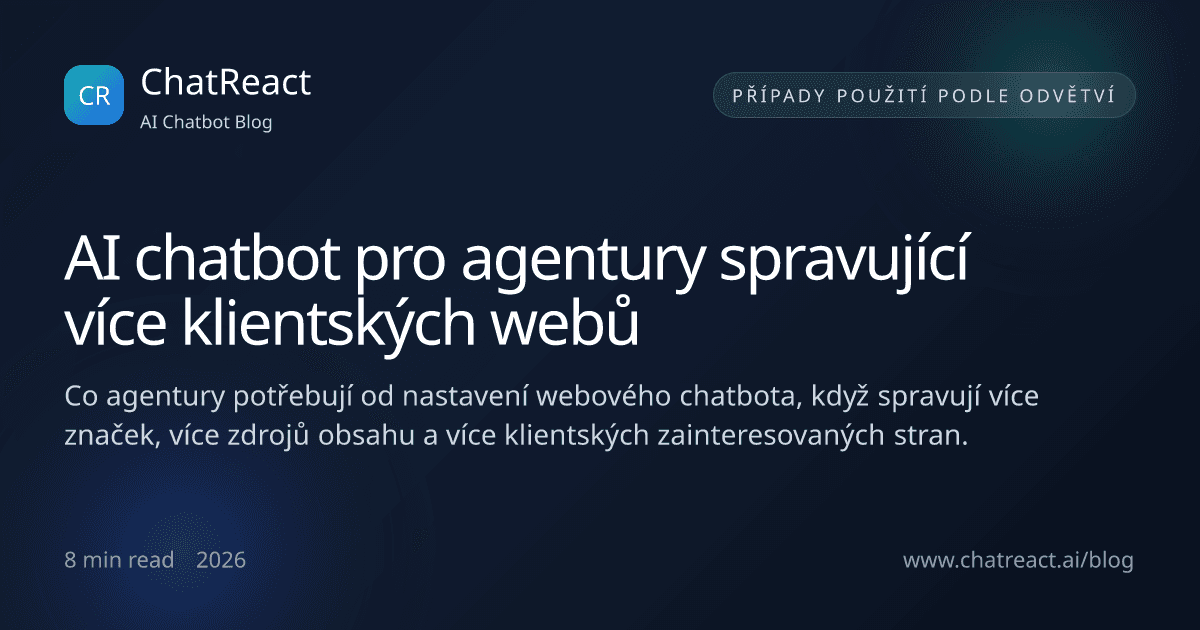 Ilustrace článku AI chatbot pro agentury spravující více klientských webů