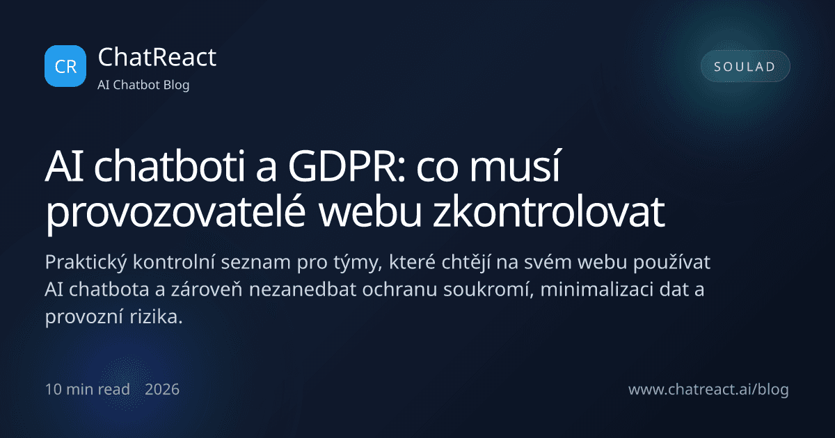 Ilustrace článku AI chatboty a GDPR: co musí provozovatelé webu zkontrolovat