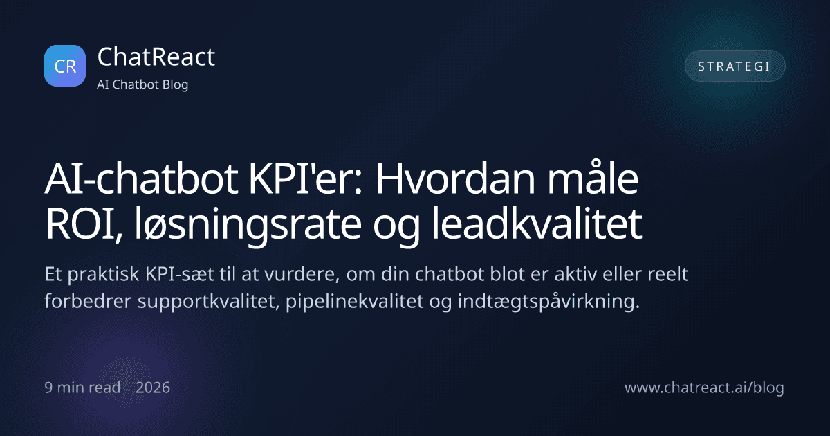 AI-chatbot KPI'er: Illustration til artikel om hvordan man måler ROI, løsningsrate og leadkvalitet