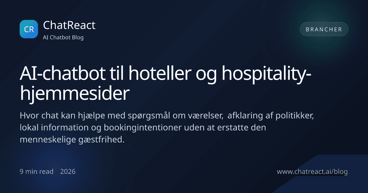 Illustration til artikel om AI-chatbot for hoteller og hospitality-hjemmesider