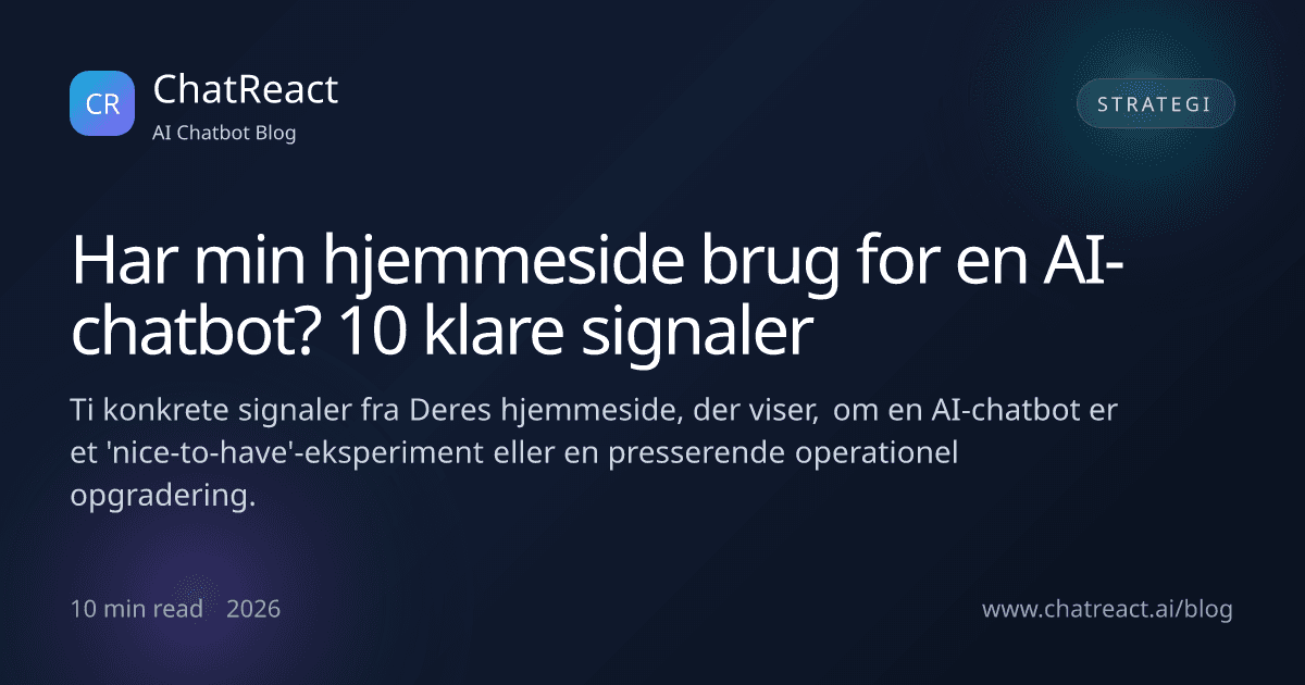Illustration til artiklen 'Har min hjemmeside brug for en AI-chatbot? 10 klare signaler'