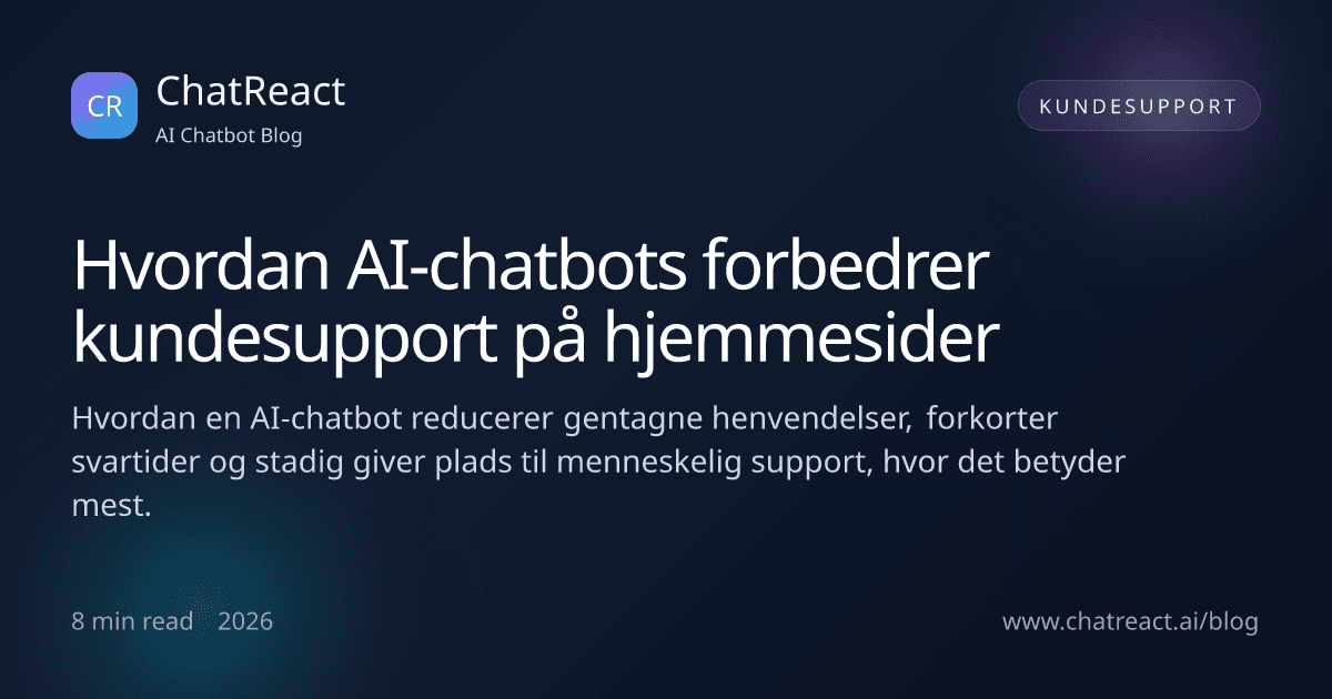 Illustration til artiklen 'Hvordan AI-chatbots forbedrer kundesupport på hjemmesider'