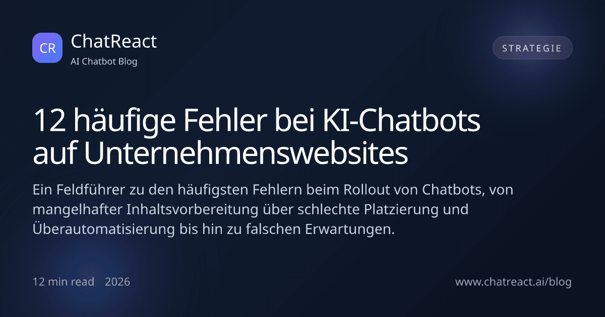 Illustration zum Artikel 12 häufige Fehler bei KI-Chatbots auf Unternehmenswebsites