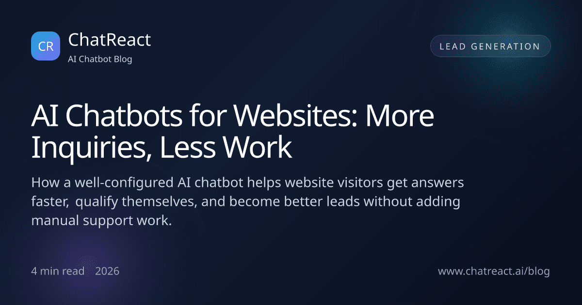 Website AI chatbot article illustration about more inquiries with less manual work