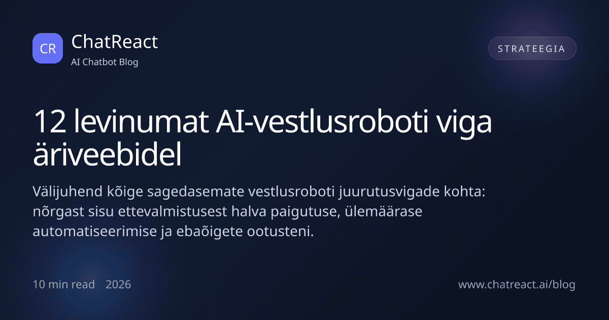 Illustratsioon artiklile „12 levinumat AI-vestlusroboti viga äriveebidel”