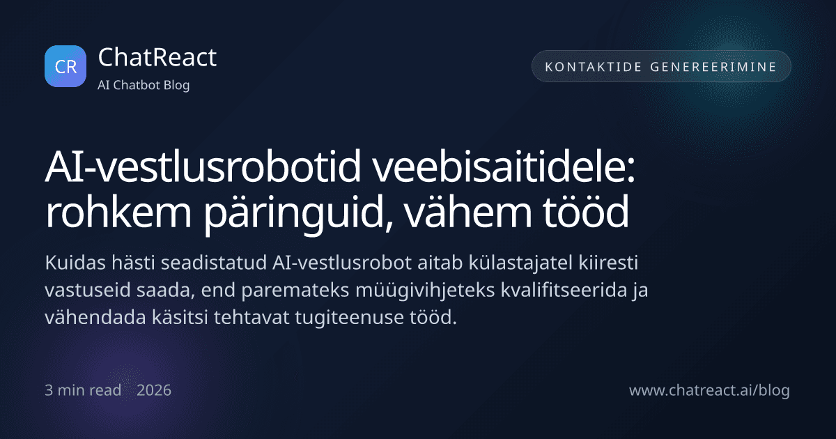 Artikli illustratsioon veebisaidi AI-vestlusrobotist, mis toob rohkem päringuid väiksema käsitööga