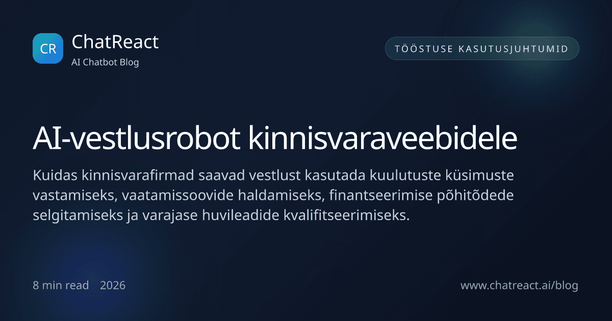 AI-vestlusroboti illustratsioon kinnisvaraveebidele