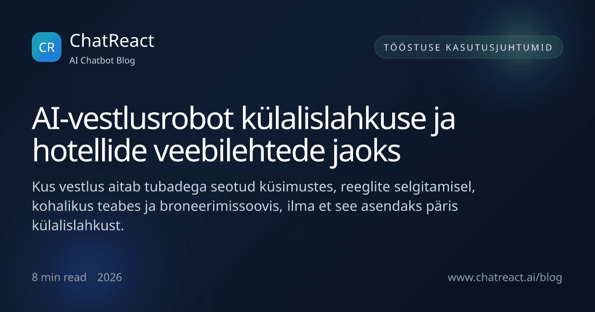 AI-vestlusroboti illustratsioon külalislahkuse ja hotellide veebilehtede artiklile