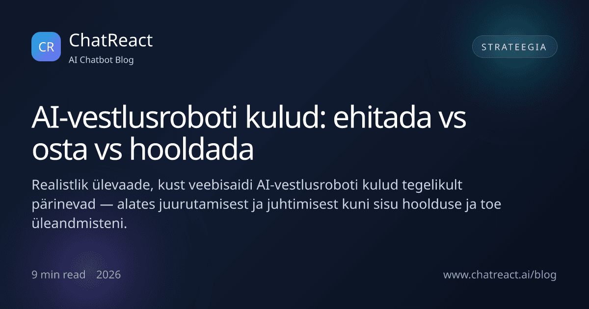 AI-vestlusroboti kulud: ehitada vs osta vs hooldada artikli illustratsioon