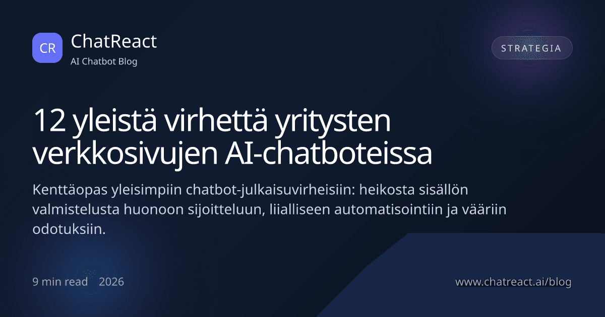 Artikkelin kuvitus: 12 yleistä AI-chatbot-virhettä yritysten verkkosivuilla