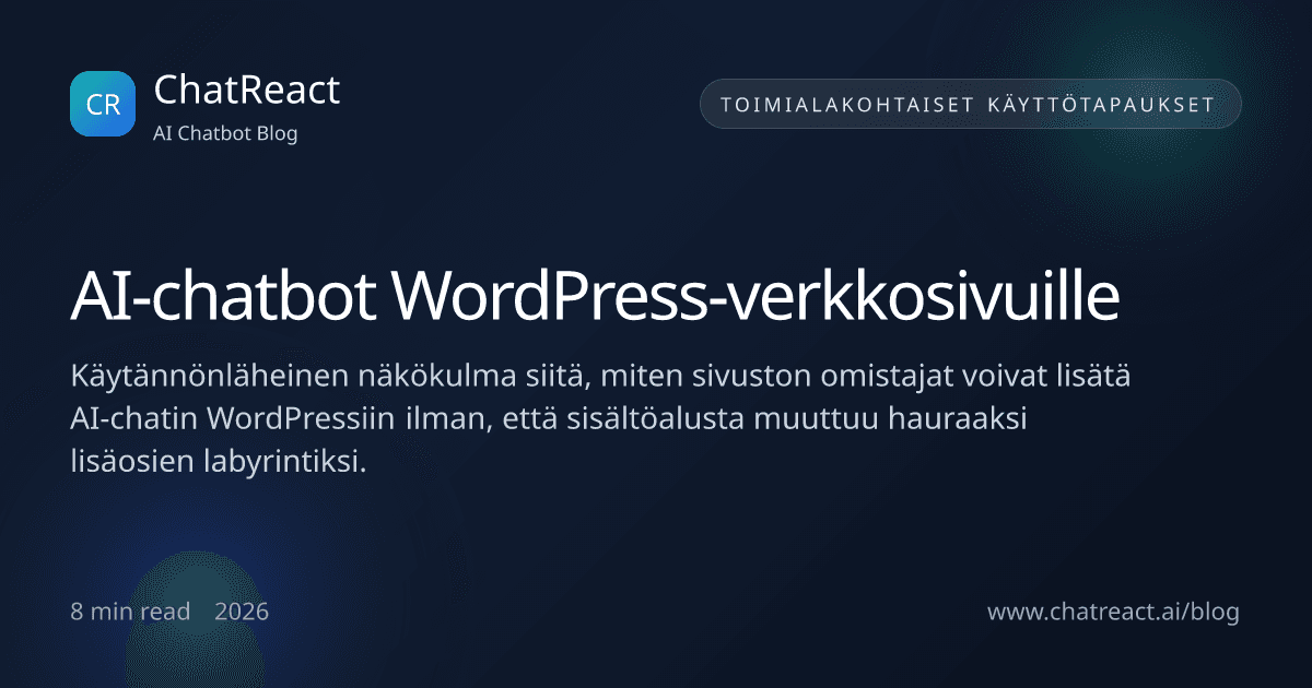 AI-chatbot-aiheinen kuvitus WordPress-sivustoille