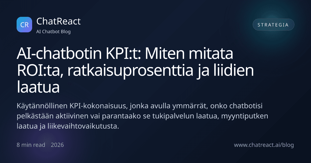 AI-chatbotin KPI:t: Miten mitata ROI:ta, ratkaisuprosenttia ja liidien laatua -artikkelin kuvitus