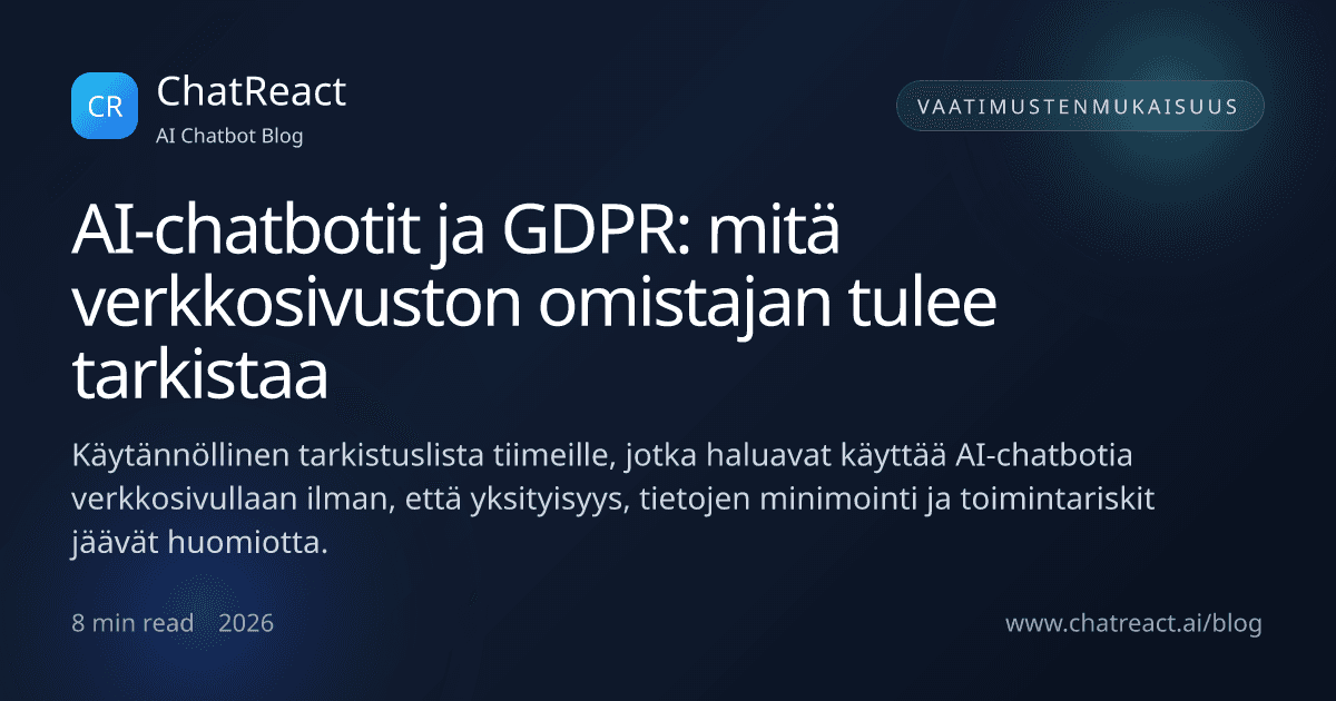 AI-chatbotit ja GDPR: mitä verkkosivuston omistajan tulee tarkistaa -artikkelin kuvitus