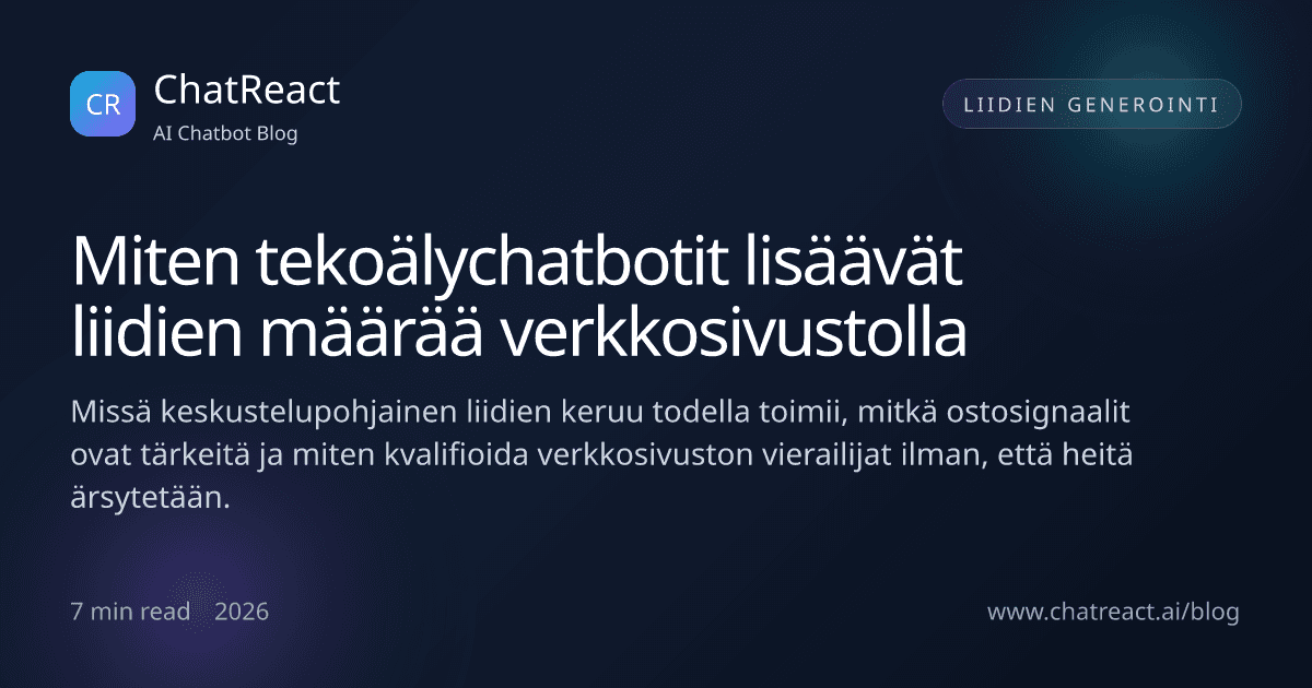 Artikkelin kuvitus: miten tekoälychatbotit lisäävät liidien määrää verkkosivustolla