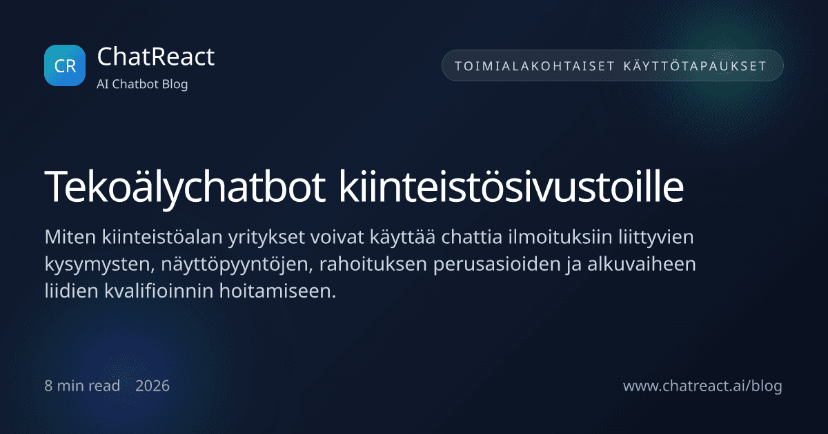 Tekoälychatbotin artikkelikuva kiinteistösivustoille