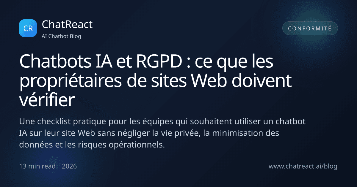 Illustration de l'article Chatbots IA et RGPD : ce que les propriétaires de sites Web doivent vérifier