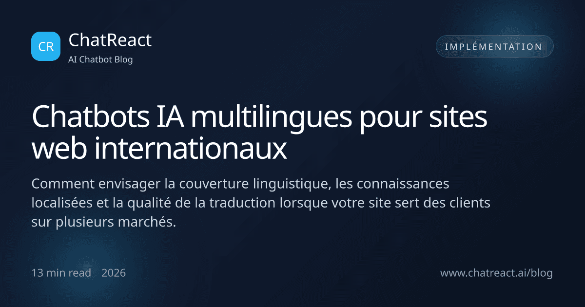 Illustration de l'article sur les chatbots IA multilingues pour sites web internationaux