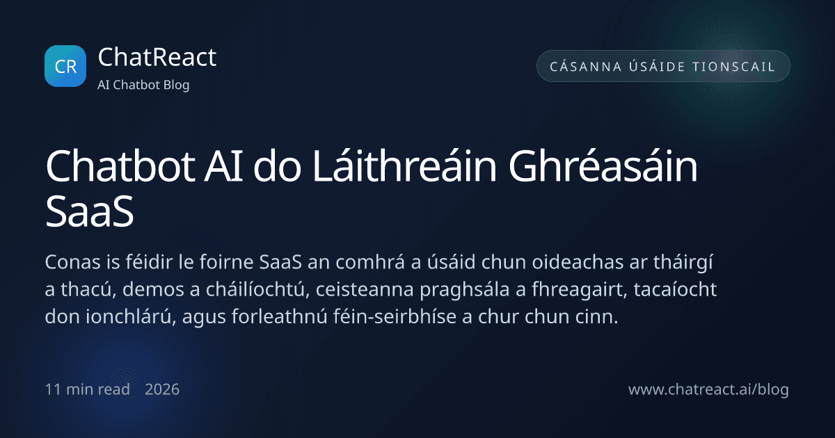 Léaráid an ailt 'Chatbot AI do Láithreáin Ghréasáin SaaS'