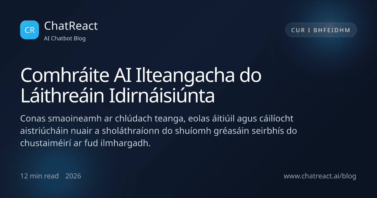 Léaráid an ailt 'Comhráite AI Ilteangacha do Láithreáin Idirnáisiúnta'
