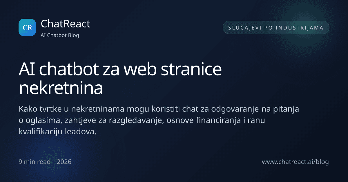 Ilustracija članka: AI chatbot za web stranice nekretnina