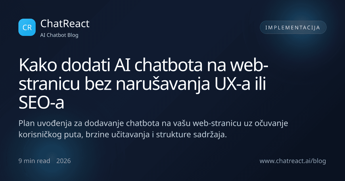 Ilustracija članka Kako dodati AI chatbota na web-stranicu bez narušavanja UX-a ili SEO-a