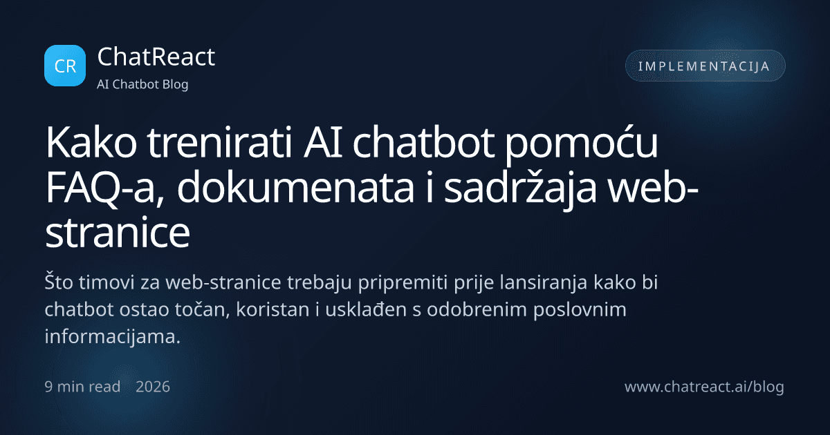 Ilustracija članka: Kako trenirati AI chatbot pomoću FAQ-a, dokumenata i sadržaja web-stranice
