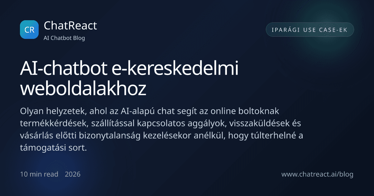 AI-chatbot e-kereskedelmi weboldalakhoz szóló cikk illusztrációja