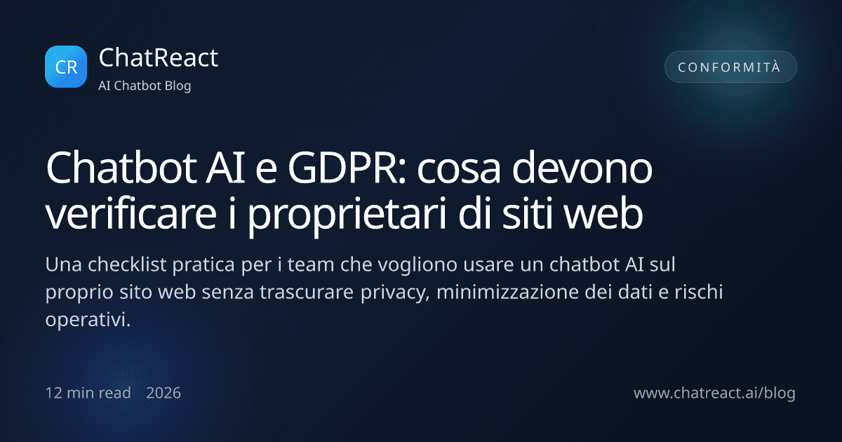 Illustrazione dell'articolo Chatbot AI e GDPR: cosa devono verificare i proprietari di siti web