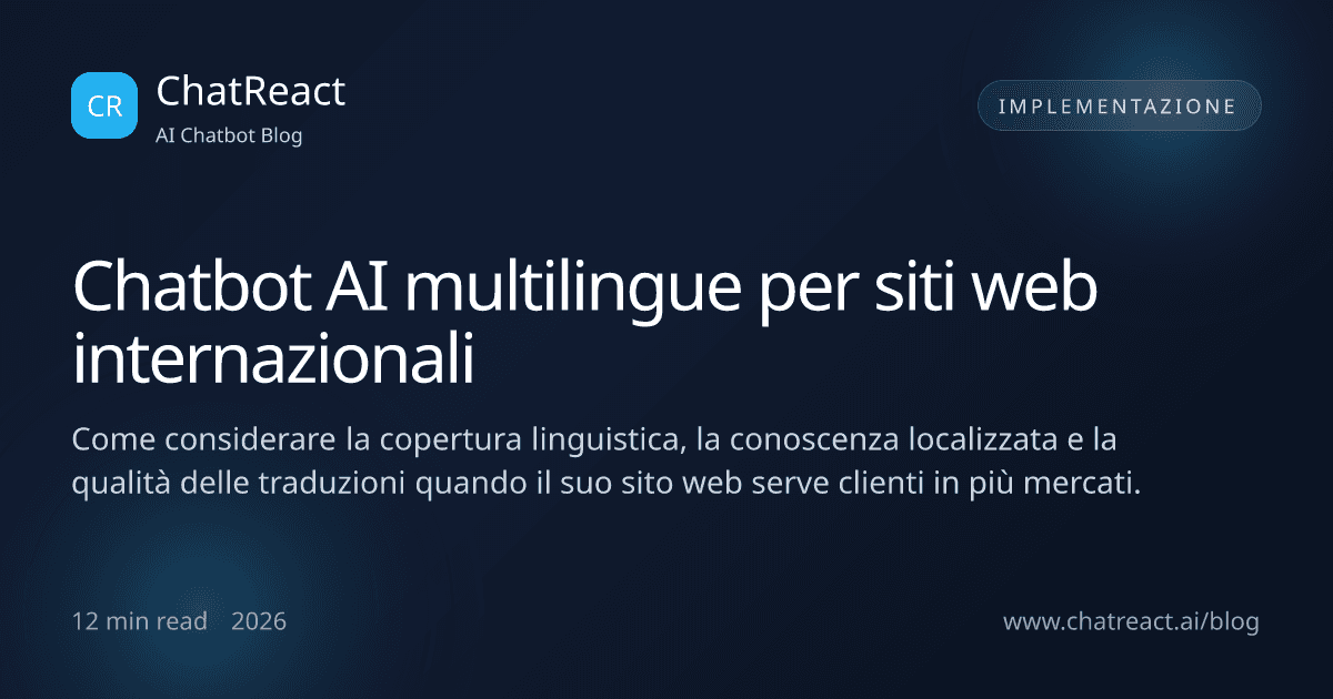 Illustrazione per l'articolo sui chatbot AI multilingue per siti web internazionali