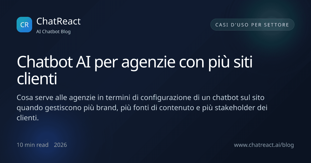 Illustrazione dell'articolo Chatbot AI per agenzie con più siti clienti