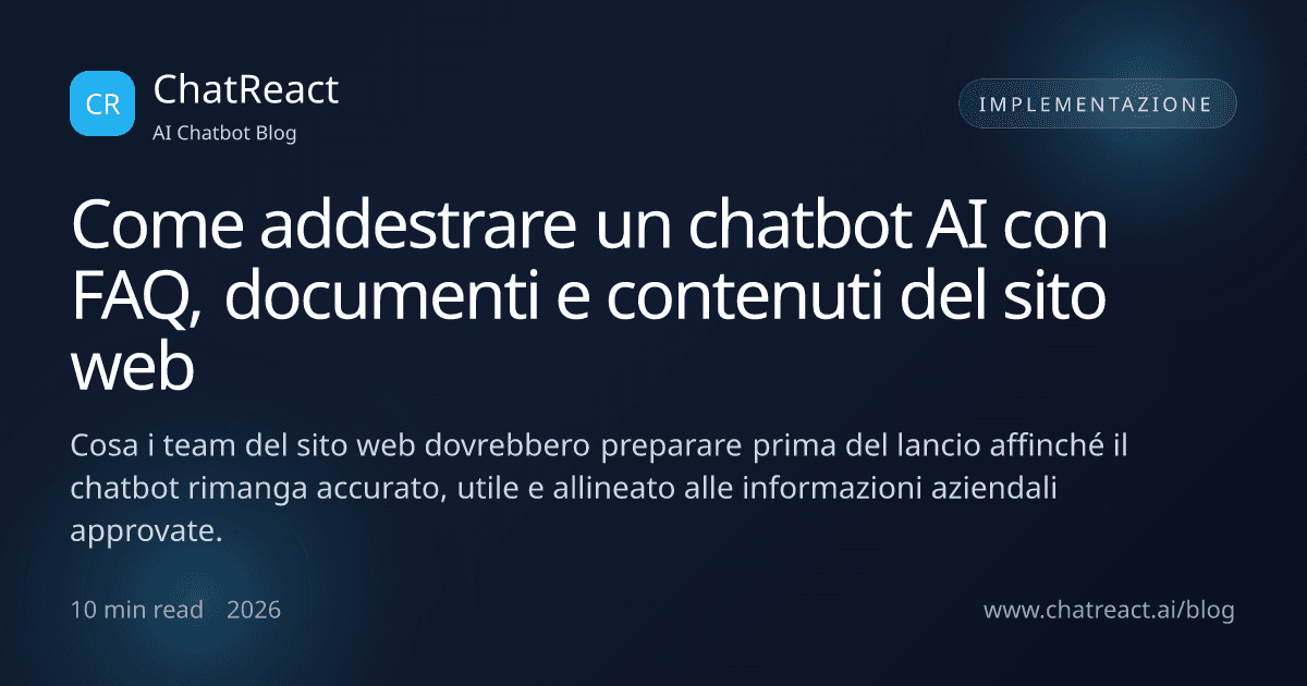 Illustrazione dell'articolo Come addestrare un chatbot AI con FAQ, documenti e contenuti del sito web