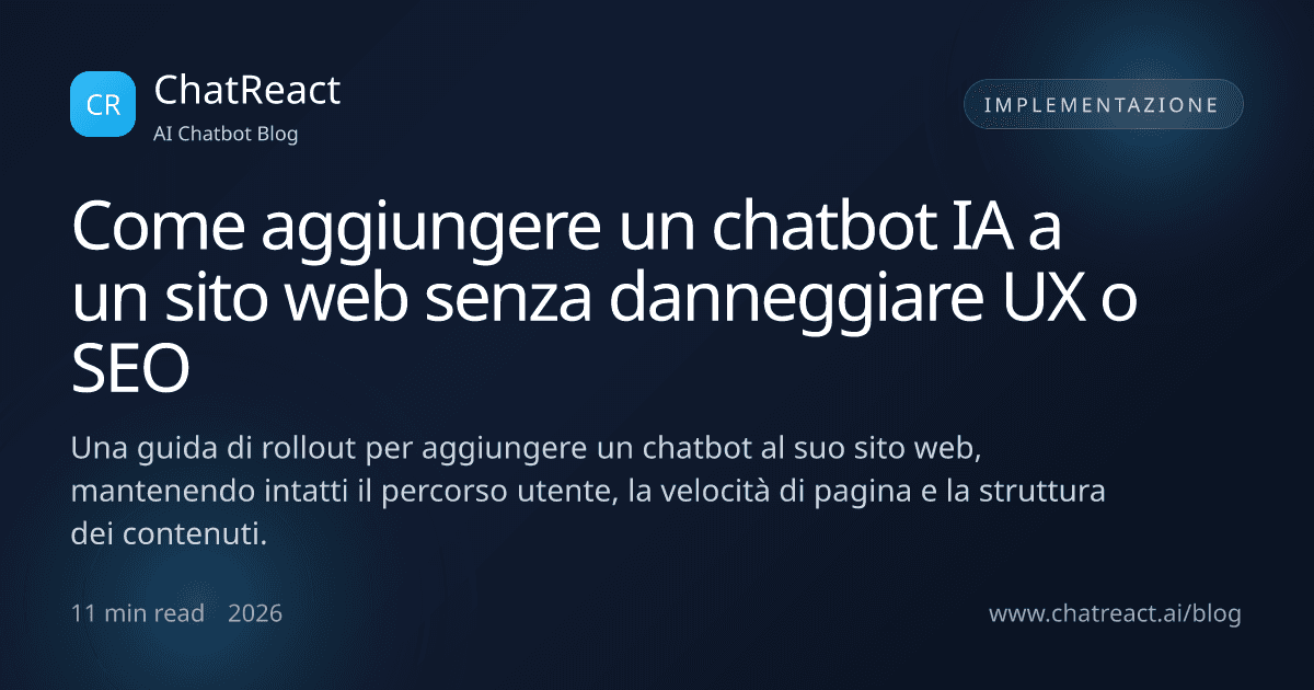 Illustrazione dell'articolo 'Come aggiungere un chatbot IA a un sito web senza danneggiare UX o SEO'
