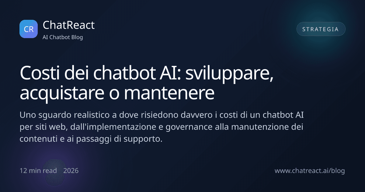 Illustrazione dell'articolo sui costi dei chatbot AI: sviluppare, acquistare o mantenere