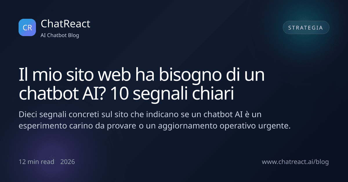 Illustrazione dell'articolo 'Il mio sito web ha bisogno di un chatbot AI? 10 segnali chiari'