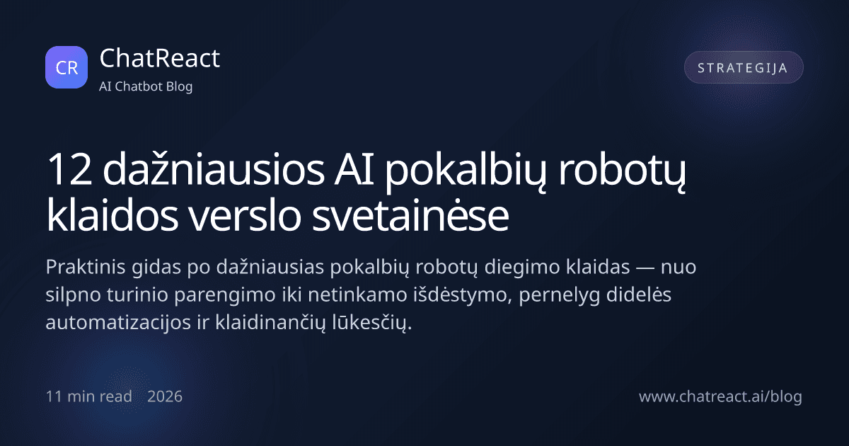 Straipsnio iliustracija: 12 dažniausių AI pokalbių robotų klaidų verslo svetainėse