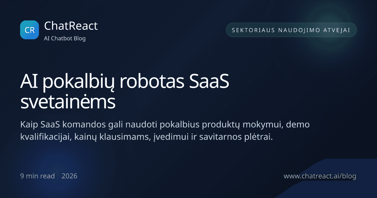 Straipsnio iliustracija: AI pokalbių robotas SaaS svetainėms