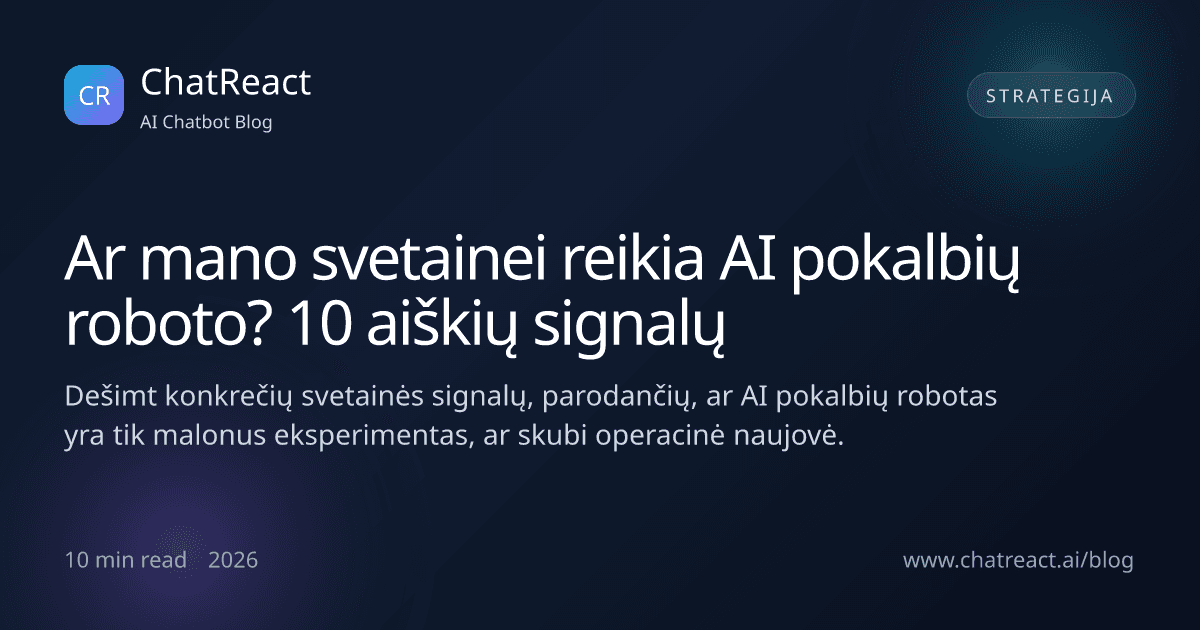Ar mano svetainei reikia AI pokalbių roboto? 10 aiškių signalų straipsnio iliustracija