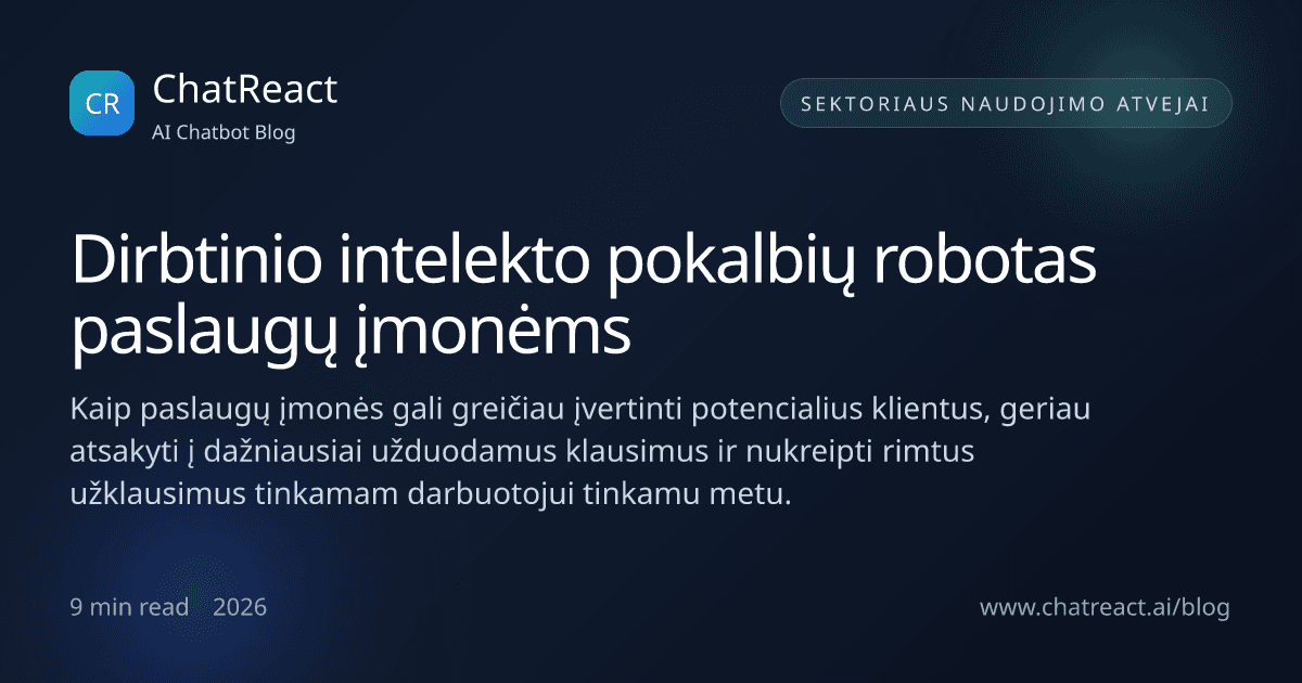 Straipsnio iliustracija: DI pokalbių robotas paslaugų įmonėms
