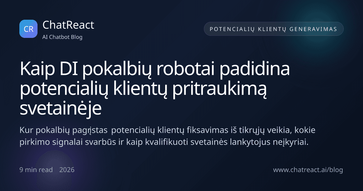 Ilustracija straipsnio „Kaip DI pokalbių robotai padidina potencialių klientų pritraukimą svetainėje“