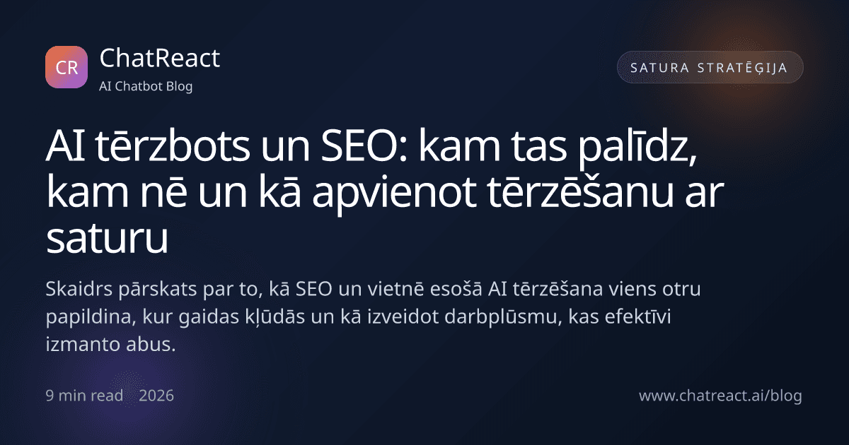 Ilustrācija — AI tērzbots un SEO: kam tas palīdz, kam nē un kā apvienot tērzēšanu ar saturu
