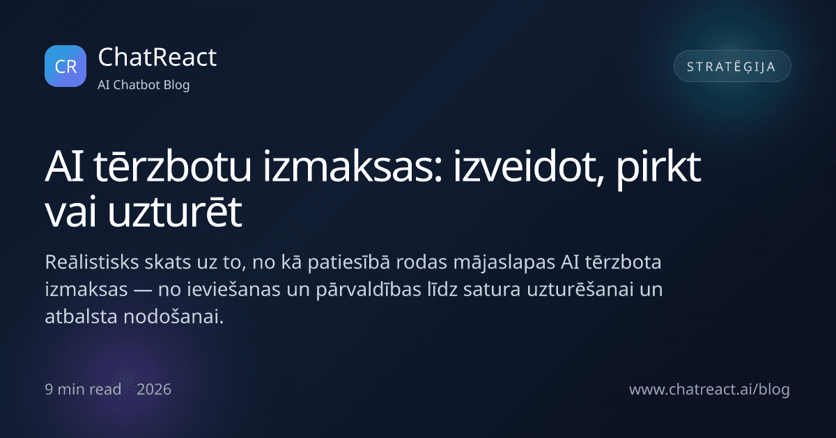 Ilustrācija: AI tērzbotu izmaksas — izveidot, pirkt vai uzturēt
