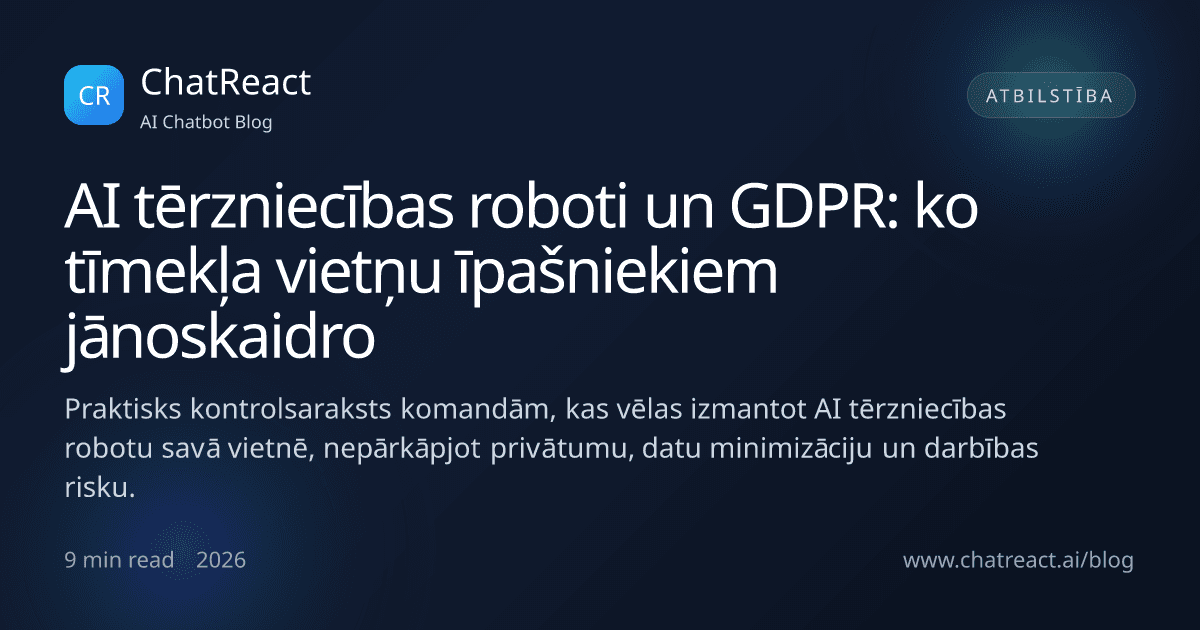AI tērzniecības roboti un GDPR: ko tīmekļa vietņu īpašniekiem jānoskaidro — raksta ilustrācija