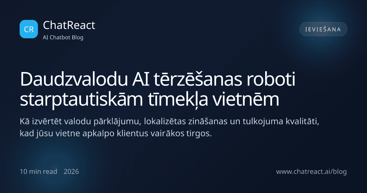Ilustrācija: daudzvalodu AI tērzēšanas roboti starptautiskām tīmekļa vietnēm