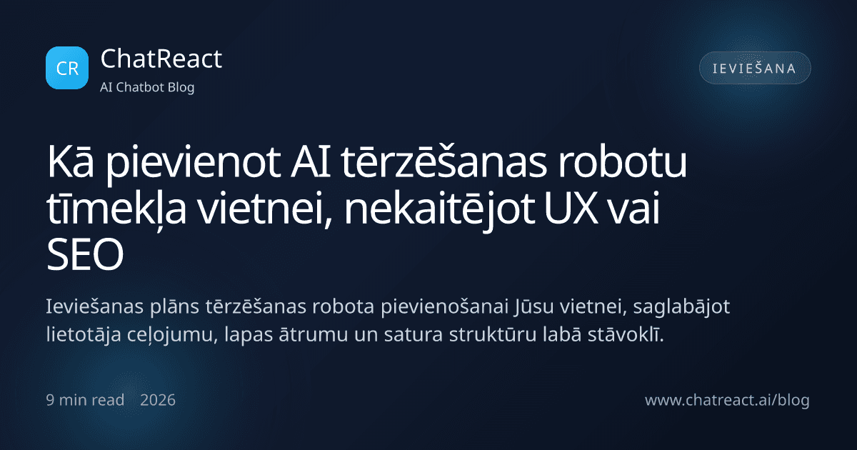 Ilustrācija rakstam «Kā pievienot AI tērzēšanas robotu tīmekļa vietnei, nekaitējot UX vai SEO»