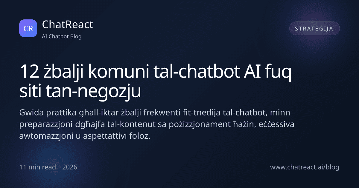 Illustrazzjoni għall-artiklu 12 żbalji komuni tal-chatbot AI fuq siti tan-negozju