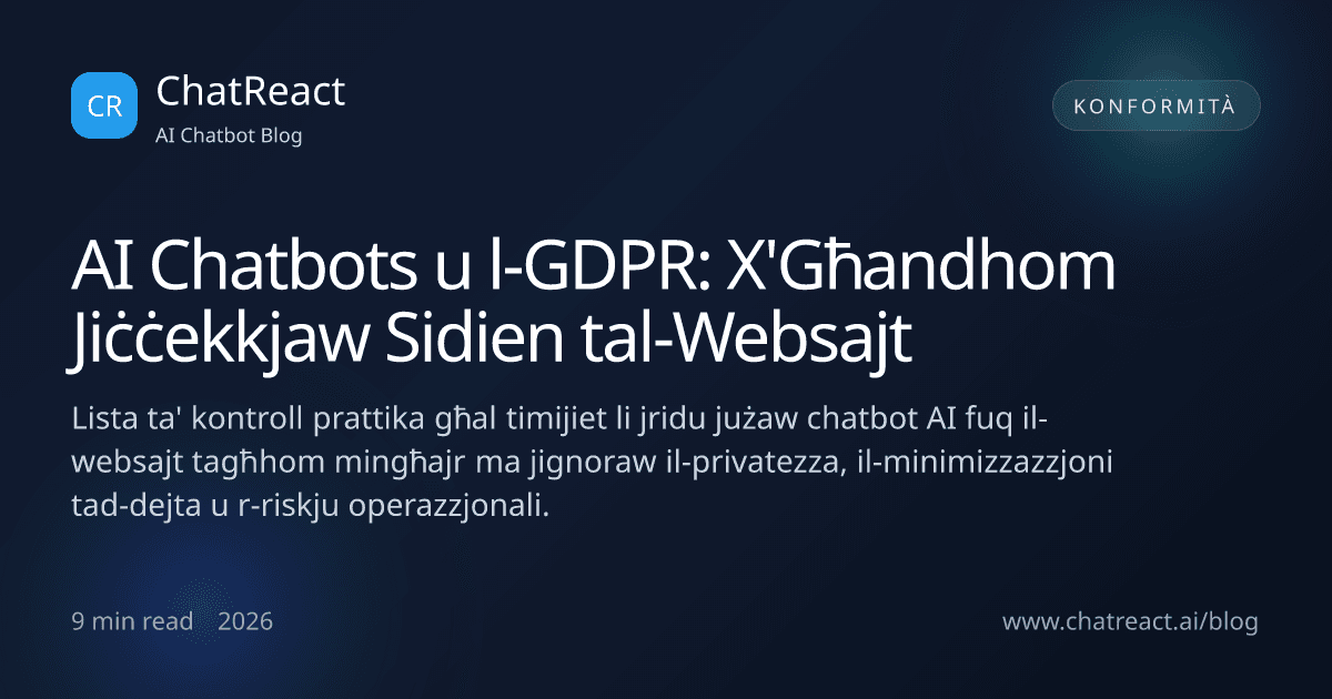 Illustrazzjoni tal-artiklu AI Chatbots u l-GDPR: X'Għandhom Jiċċekkjaw Sidien tal-Websajt