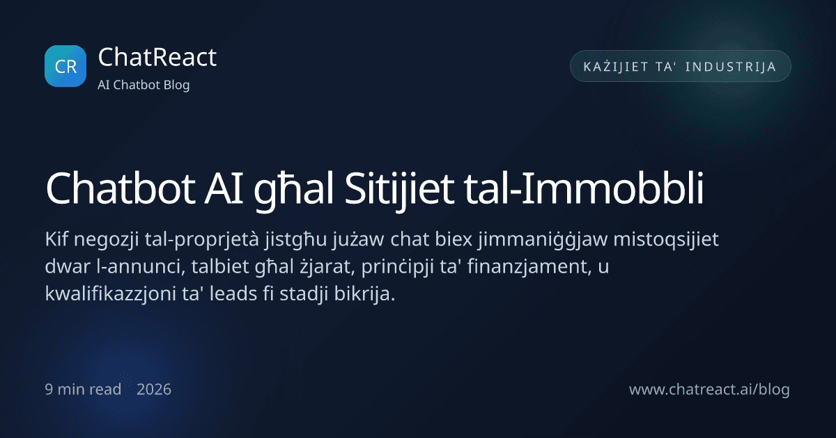 Illustrazzjoni tal-artiklu Chatbot AI għal Sitijiet tal-Immobbli