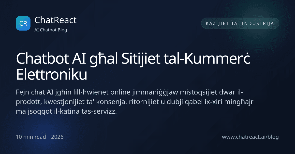 Illustrazzjoni tal-artiklu Chatbot AI għal Sitijiet tal-Kummerċ Elettroniku