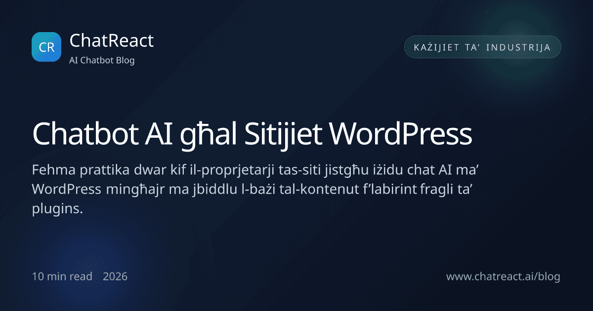 Illustrazzjoni għall-artiklu 'Chatbot AI għal Sitijiet WordPress'